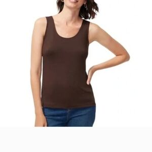 Chicos Brown Sleeveless Microfiber Scoop Neck Tank Size 1 In Excellent Condition